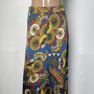 Malej Floral Satin Maxi Skirt Navy Multi